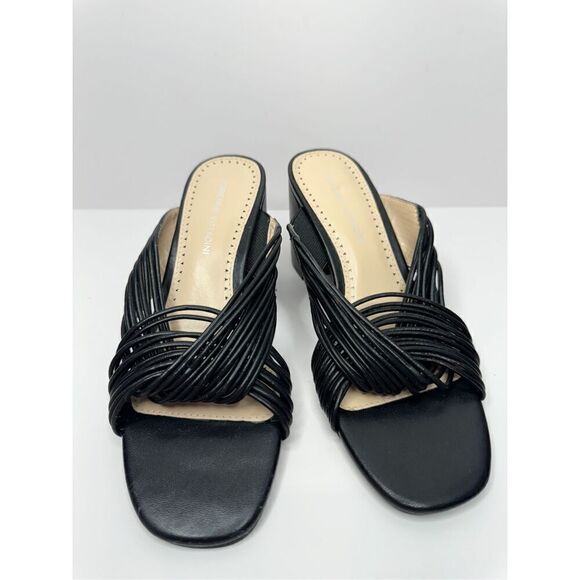 Adrienne Vittadini Sandals Size 7 Black Slip On Open Toe Block Heel Mules - Picture 5 of 10